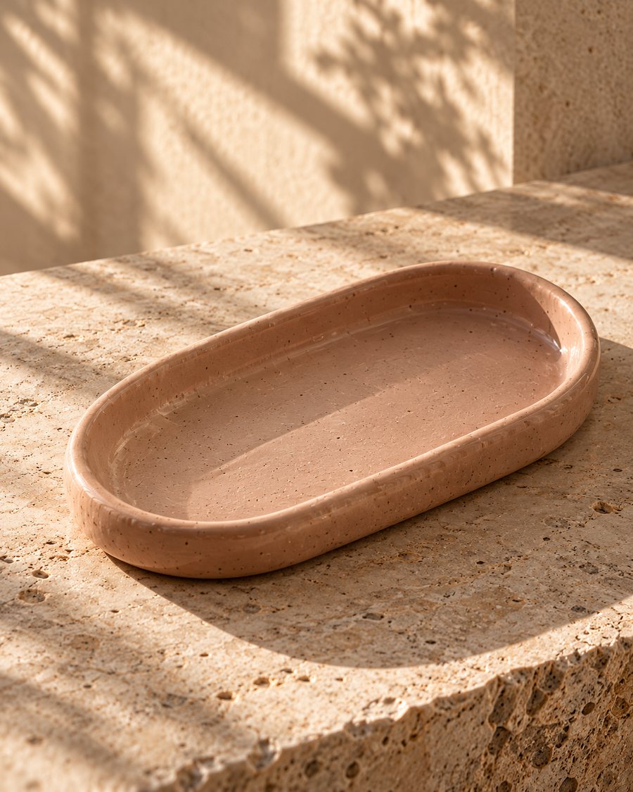 Clay pink oval tray